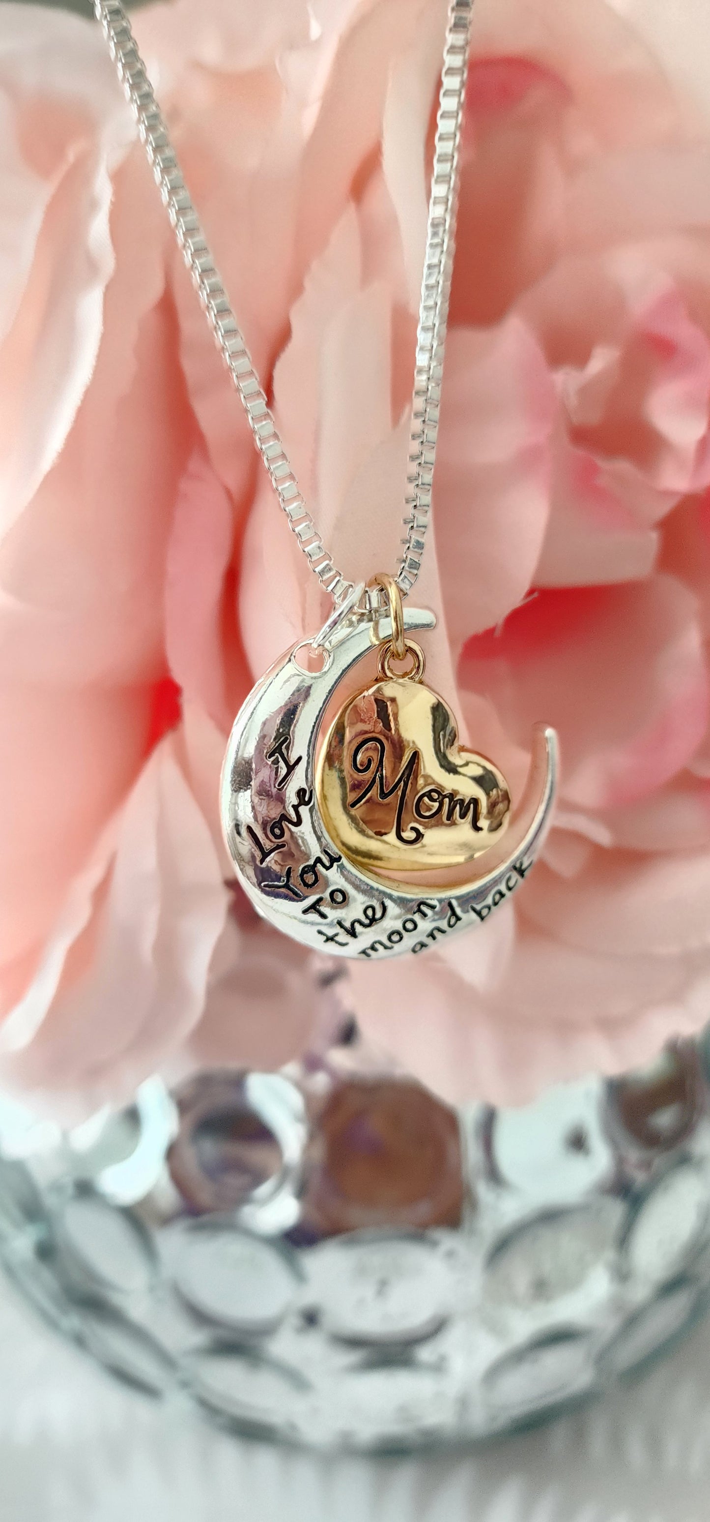 I love you to the moon and back pendant | Necklace for Mom